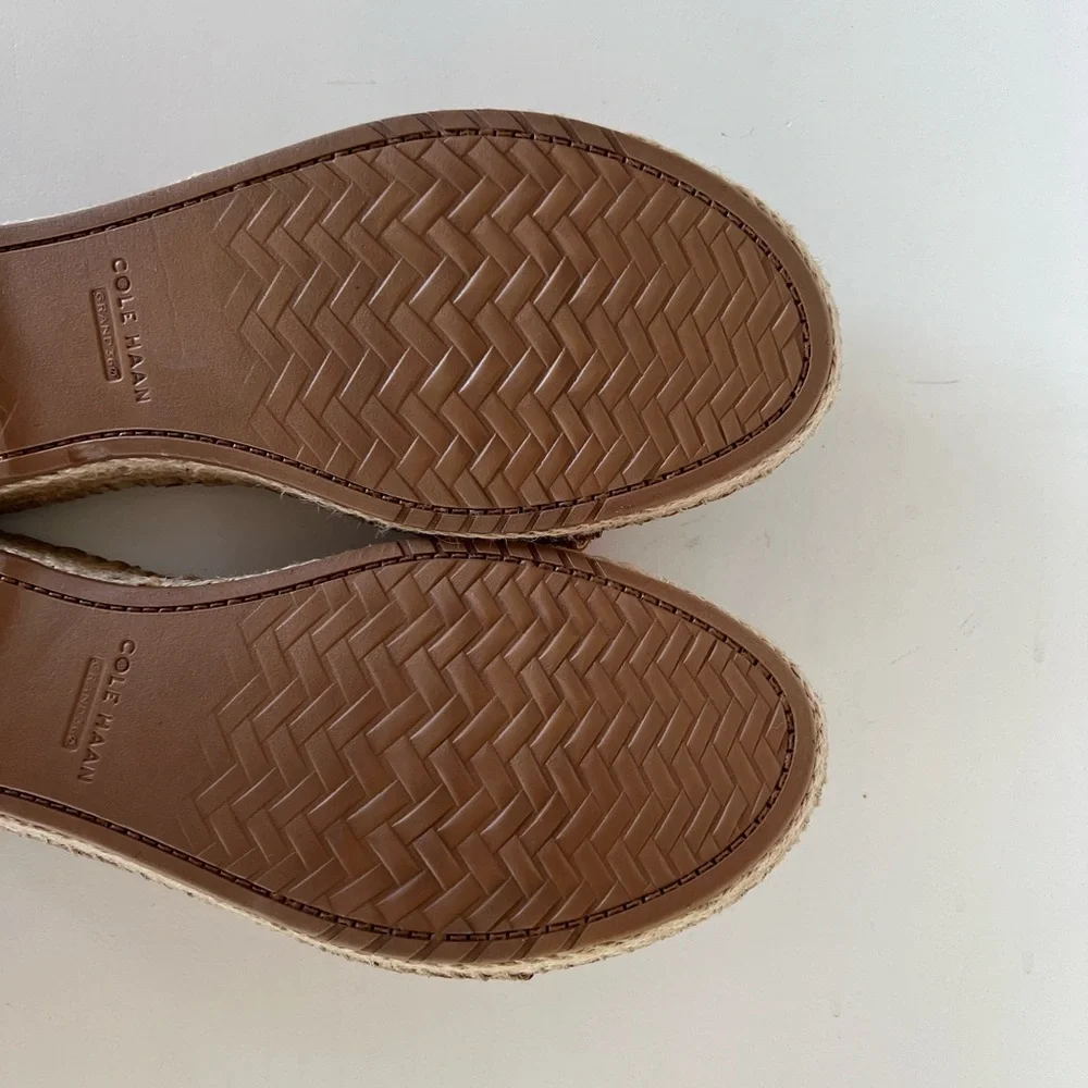 Cole Haan Leather Cloudfeel Espadrille Slide Sandals in Pecan Tan, 11B - Picture 12 of 13